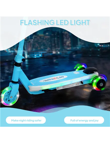 AIYAPLAY Electric Scooter for Kids Aged 4-7 Years, with Flashing LED Lights, Rear Auxiliary Wheels, Blue