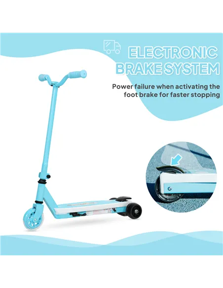 AIYAPLAY Electric Scooter for Kids Aged 4-7 Years, with Flashing LED Lights, Rear Auxiliary Wheels, Blue