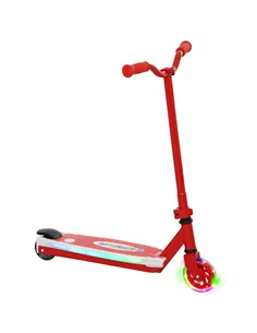 AIYAPLAY Electric Scooter for Kids Aged 4-7 Years, with Flashing LED Lights, Rear Auxiliary Wheels, Red