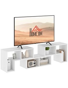 HOMCOM Three-Block Modular TV Stand - White Wood-Effect