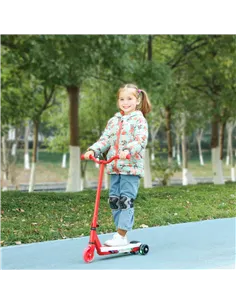 AIYAPLAY Electric Scooter for Kids Aged 4-7 Years, with Flashing LED Lights, Rear Auxiliary Wheels, Red 2