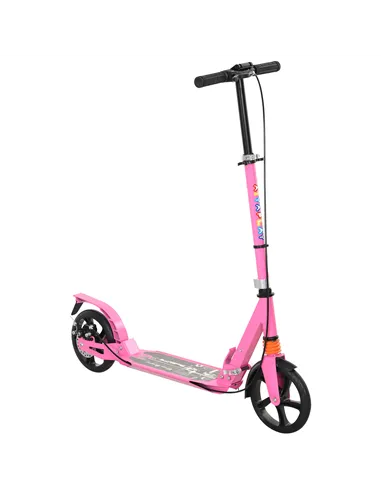 AIYAPLAY Kids Scooter with Four-Level Adjustable Handlebar, Dual Brake System, 200mm Wheels, ABEC-7 Bearings, Pink