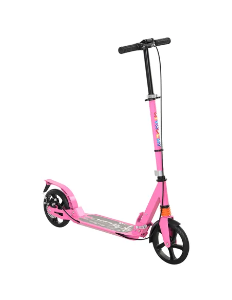 AIYAPLAY Kids Scooter with Four-Level Adjustable Handlebar, Dual Brake System, 200mm Wheels, ABEC-7 Bearings, Pink