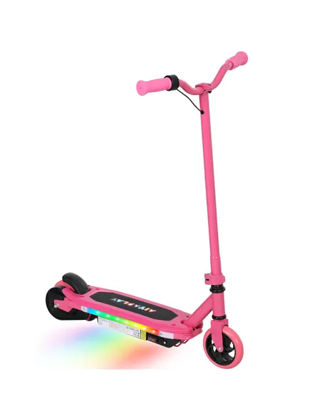 AIYAPLAY Electric Scooter for Kids 6-14 Years, with Colourful Lights, Pink