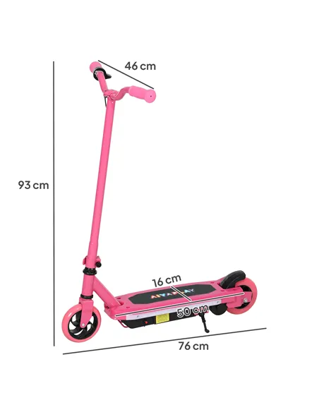 AIYAPLAY Electric Scooter for Kids 6-14 Years, with Colourful Lights, Pink
