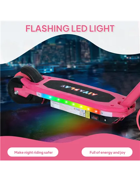 AIYAPLAY Electric Scooter for Kids 6-14 Years, with Colourful Lights, Pink