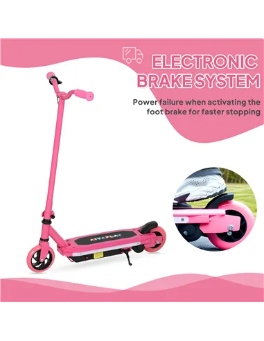 AIYAPLAY Electric Scooter for Kids 6-14 Years, with Colourful Lights, Pink