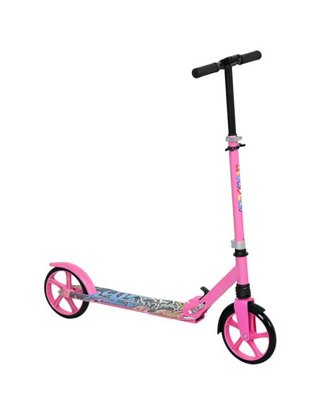 AIYAPLAY Foldable Kids Scooter with Adjustable Handlebar, 200mm Big Wheel, Rear Fender Brake, for Ages 6-12 Years, Pink