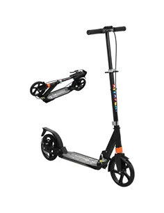 AIYAPLAY Kids Scooter with Four-Level Adjustable Handlebar, Dual Brake System, 200mm Wheels, ABEC-7 Bearings, Black