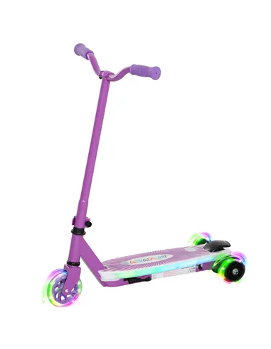 AIYAPLAY Electric Scooter for Kids Aged 4-7 Years, with Flashing LED Lights, Rear Auxiliary Wheels, Purple