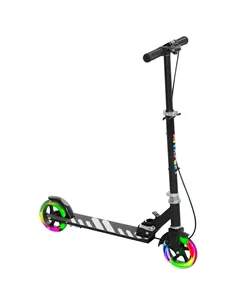 AIYAPLAY Scooter for Kids Aged 3-8 Years, with Adjustable Handle, Two Light Up Wheels, Handbrake, Rear Brake, Black