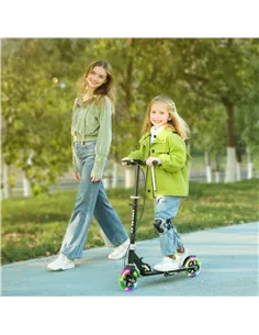 AIYAPLAY Scooter for Kids Aged 3-8 Years, with Adjustable Handle, Two Light Up Wheels, Handbrake, Rear Brake, Black 2