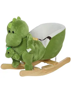 AIYAPLAY Dinosaur-Shaped Baby Rocking Horse w/ Safety Belt, 32 Songs