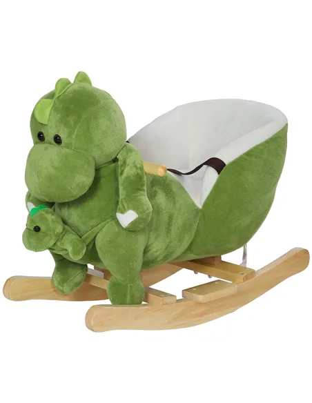 AIYAPLAY Dinosaur-Shaped Baby Rocking Horse w/ Safety Belt, 32 Songs