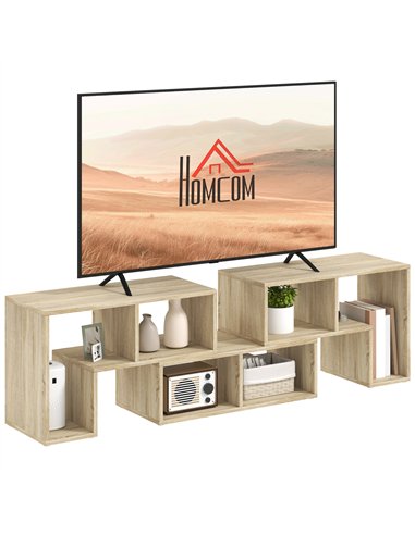 HOMCOM Three-Block Modular TV Stand - Grey Wood-Effect