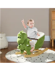 AIYAPLAY Dinosaur-Shaped Baby Rocking Horse w/ Safety Belt, 32 Songs 2