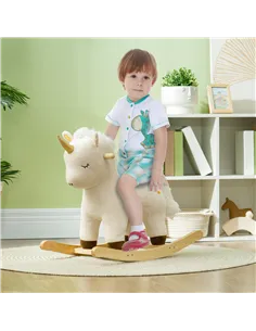 AIYAPLAY Rocking Horse with Unicorn Design, Sounds, for Ages 2-4 Years, White 2