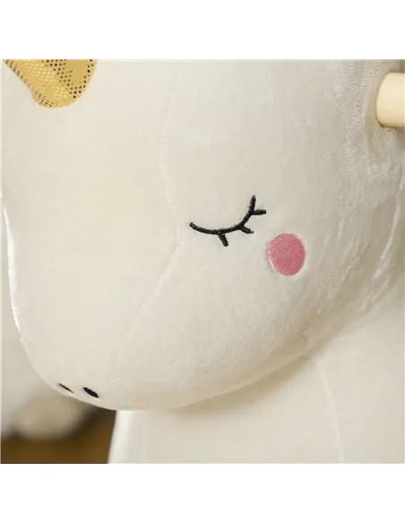 AIYAPLAY Rocking Horse with Unicorn Design, Sounds, for Ages 2-4 Years, White