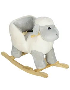 AIYAPLAY Rocking Horse, Ride on Lamb with Safety Belt, Sound, for Ages 18-36 Months, Grey