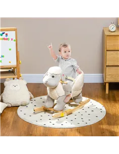 AIYAPLAY Rocking Horse, Ride on Lamb with Safety Belt, Sound, for Ages 18-36 Months, Grey 2