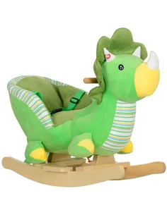 AIYAPLAY Baby Rocking Dinosaur with Animal Sounds, Safety Belt, Wooden Base, for Toddlers 18-36 Months, Green