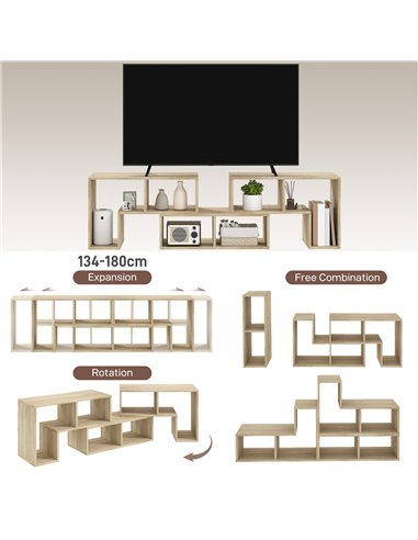 HOMCOM Three-Block Modular TV Stand - Grey Wood-Effect
