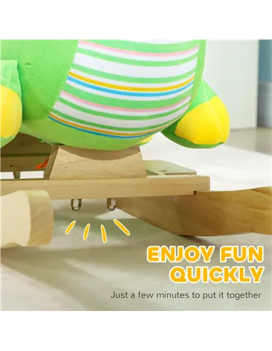 AIYAPLAY Baby Rocking Dinosaur with Animal Sounds, Safety Belt, Wooden Base, for Toddlers 18-36 Months, Green