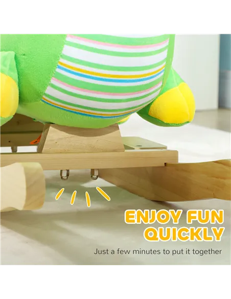 AIYAPLAY Baby Rocking Dinosaur with Animal Sounds, Safety Belt, Wooden Base, for Toddlers 18-36 Months, Green