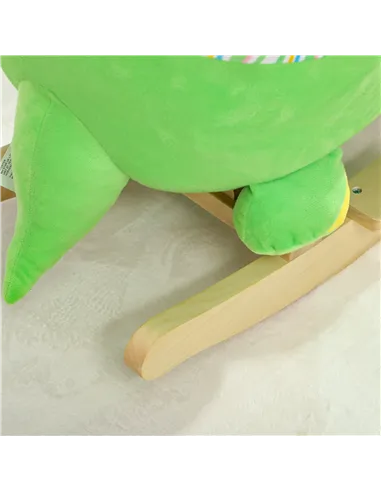 AIYAPLAY Baby Rocking Dinosaur with Animal Sounds, Safety Belt, Wooden Base, for Toddlers 18-36 Months, Green