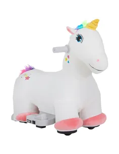 AIYAPLAY 6V Electric Ride on Unicorn, Battery Powered Kids Ride on Animal Toy with Music, Forward Control, for Ages 18-36 Months