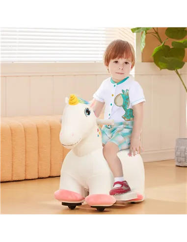AIYAPLAY 6V Electric Ride on Unicorn, Battery Powered Kids Ride on Animal Toy with Music, Forward Control, for Ages 18-36 Months