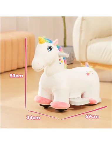 AIYAPLAY 6V Electric Ride on Unicorn, Battery Powered Kids Ride on Animal Toy with Music, Forward Control, for Ages 18-36 Months