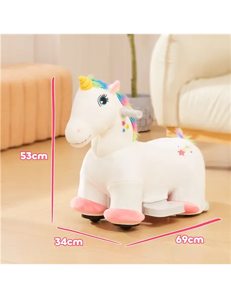 AIYAPLAY 6V Electric Ride on Unicorn, Battery Powered Kids Ride on Animal Toy with Music, Forward Control, for Ages 18-36 Months