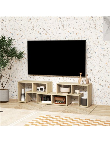 HOMCOM Three-Block Modular TV Stand - Grey Wood-Effect