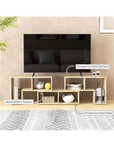 HOMCOM Three-Block Modular TV Stand - Grey Wood-Effect