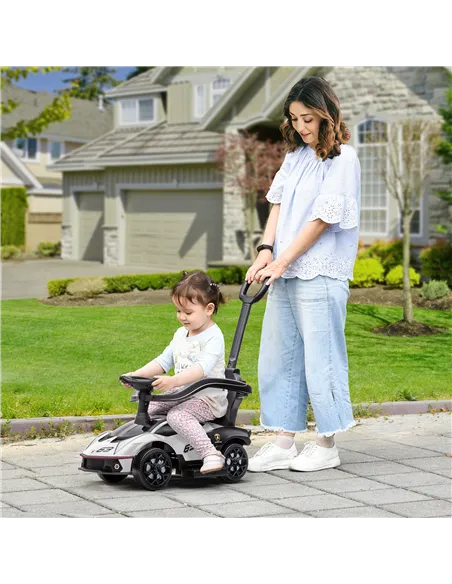AIYAPLAY Licensed 2 in 1 Baby Ride on Push Car Toddler Push Along Car with Parent Handle Sliding Car with Horn Steering Wheel NO