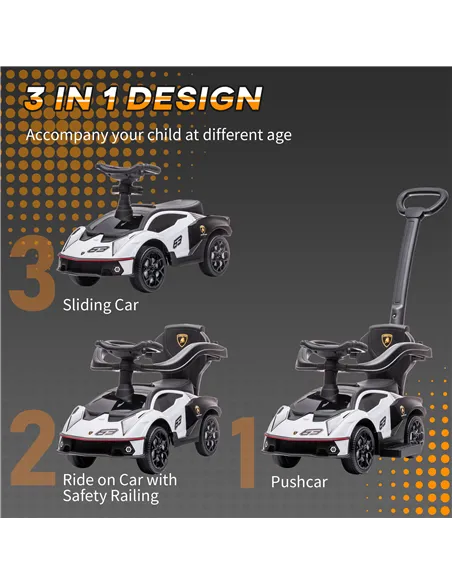AIYAPLAY Licensed 2 in 1 Baby Ride on Push Car Toddler Push Along Car with Parent Handle Sliding Car with Horn Steering Wheel NO