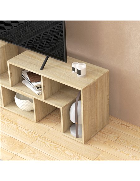 HOMCOM Three-Block Modular TV Stand - Grey Wood-Effect