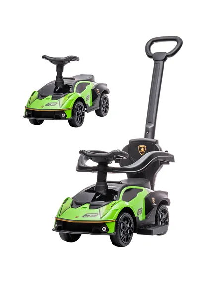 AIYAPLAY Kids 2-In-1 Lamborghini Ride-On and Stroller, with Horn - Green