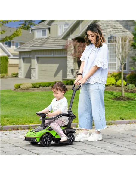 AIYAPLAY Kids 2-In-1 Lamborghini Ride-On and Stroller, with Horn - Green