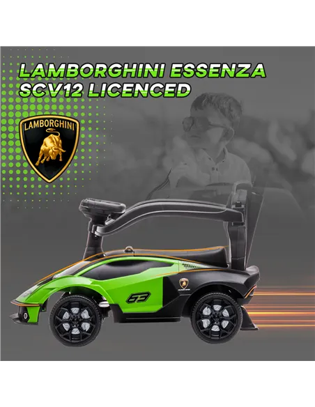 AIYAPLAY Kids 2-In-1 Lamborghini Ride-On and Stroller, with Horn - Green