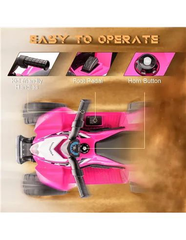 AIYAPLAY Honda Licensed Kids Electric Quad Bike, 6V ATV Ride On for Ages 1.5-3 Years, Pink