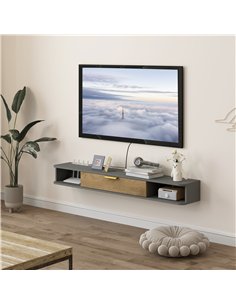 HOMCOM 140 cm Floating TV Stand with Storage - Charcoal Grey 2