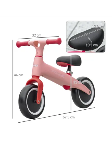 AIYAPLAY Baby Balance Bike, with Adjustable Seat, for 1.5-3 Years - Pink