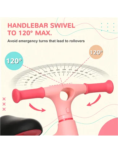 AIYAPLAY Baby Balance Bike, with Adjustable Seat, for 1.5-3 Years - Pink