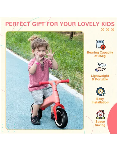 AIYAPLAY Baby Balance Bike, with Adjustable Seat, for 1.5-3 Years - Pink