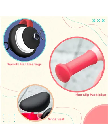 AIYAPLAY Baby Balance Bike, with Adjustable Seat, for 1.5-3 Years - Pink