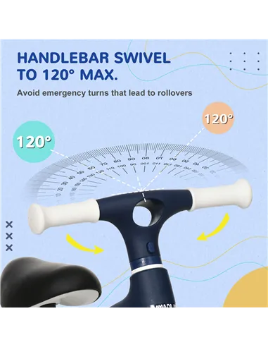 AIYAPLAY Baby Balance Bike, with Adjustable Seat, for 1.5-3 Years - Blue