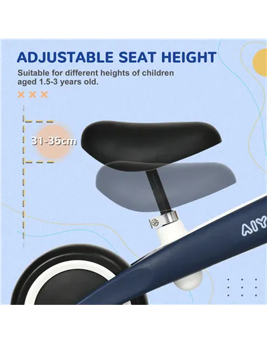 AIYAPLAY Baby Balance Bike, with Adjustable Seat, for 1.5-3 Years - Blue