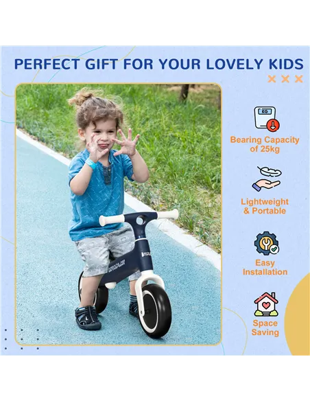 AIYAPLAY Baby Balance Bike, with Adjustable Seat, for 1.5-3 Years - Blue